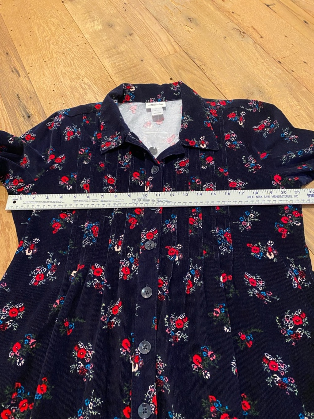 The Vermont Country Store Pin Corduroy Prairie Cottagecore Modest Floral Dress L - Picture 7 of 11